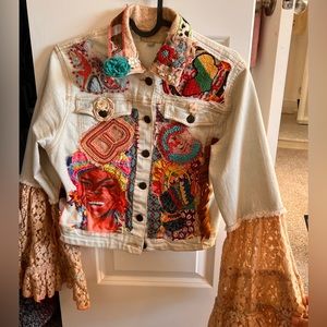 Handmade embroidered italian jean jacket from Positano, Italy